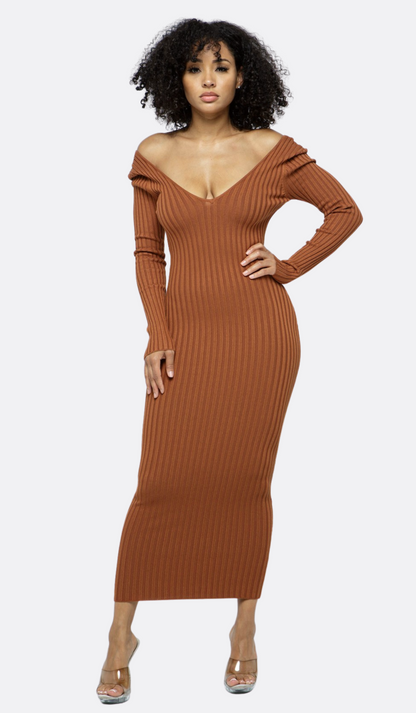 Sienna Deep-V Midi Dress