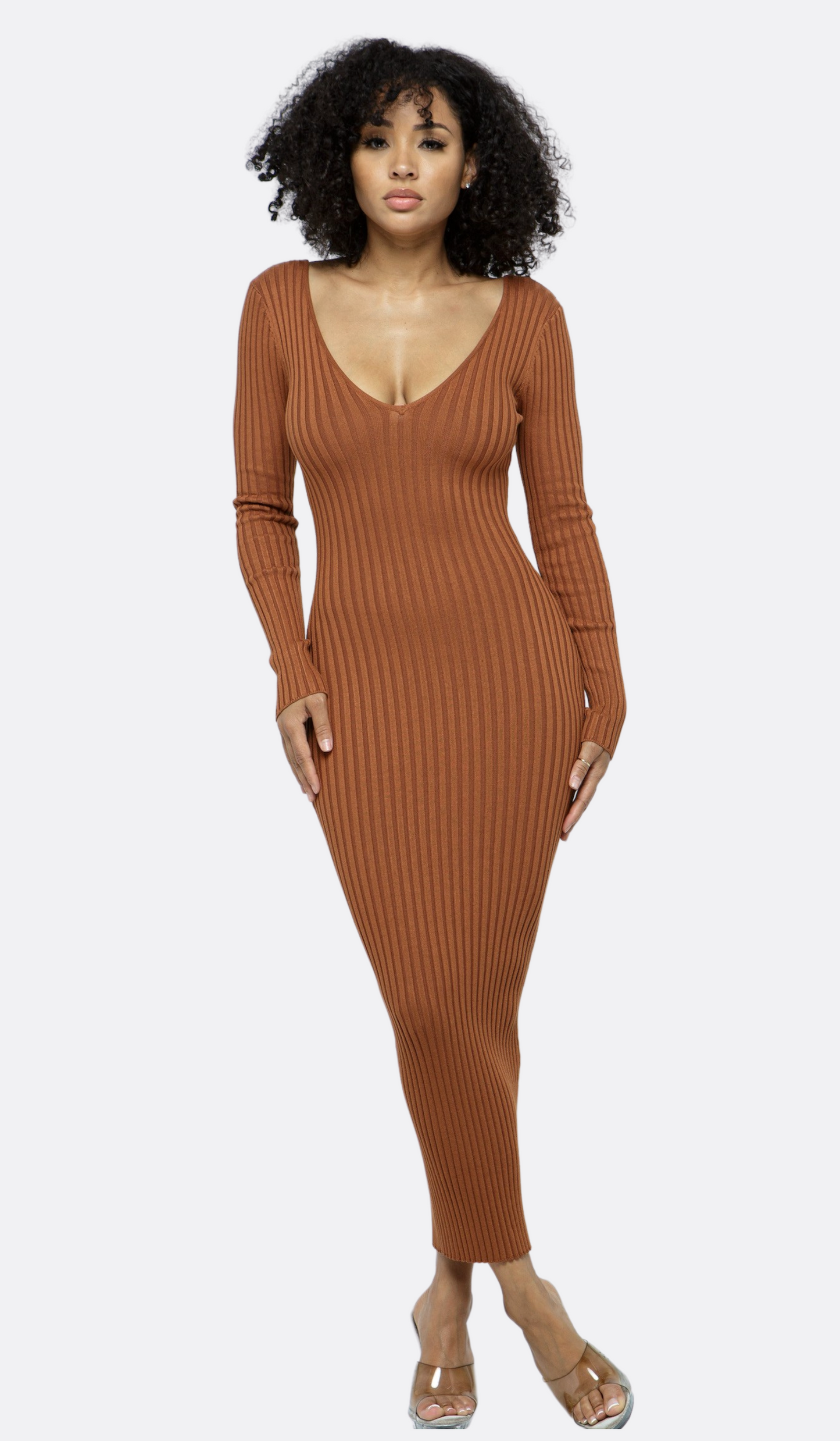 Sienna Deep-V Midi Dress