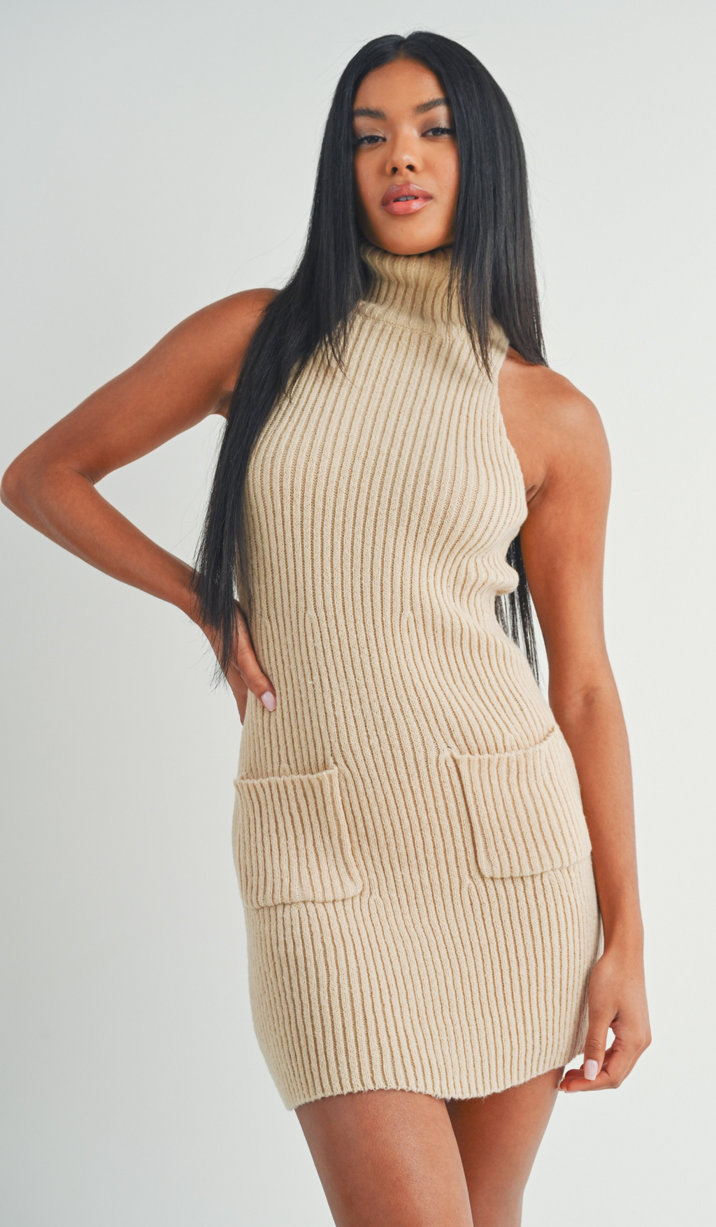 KNITTED MOCK NECK MINI