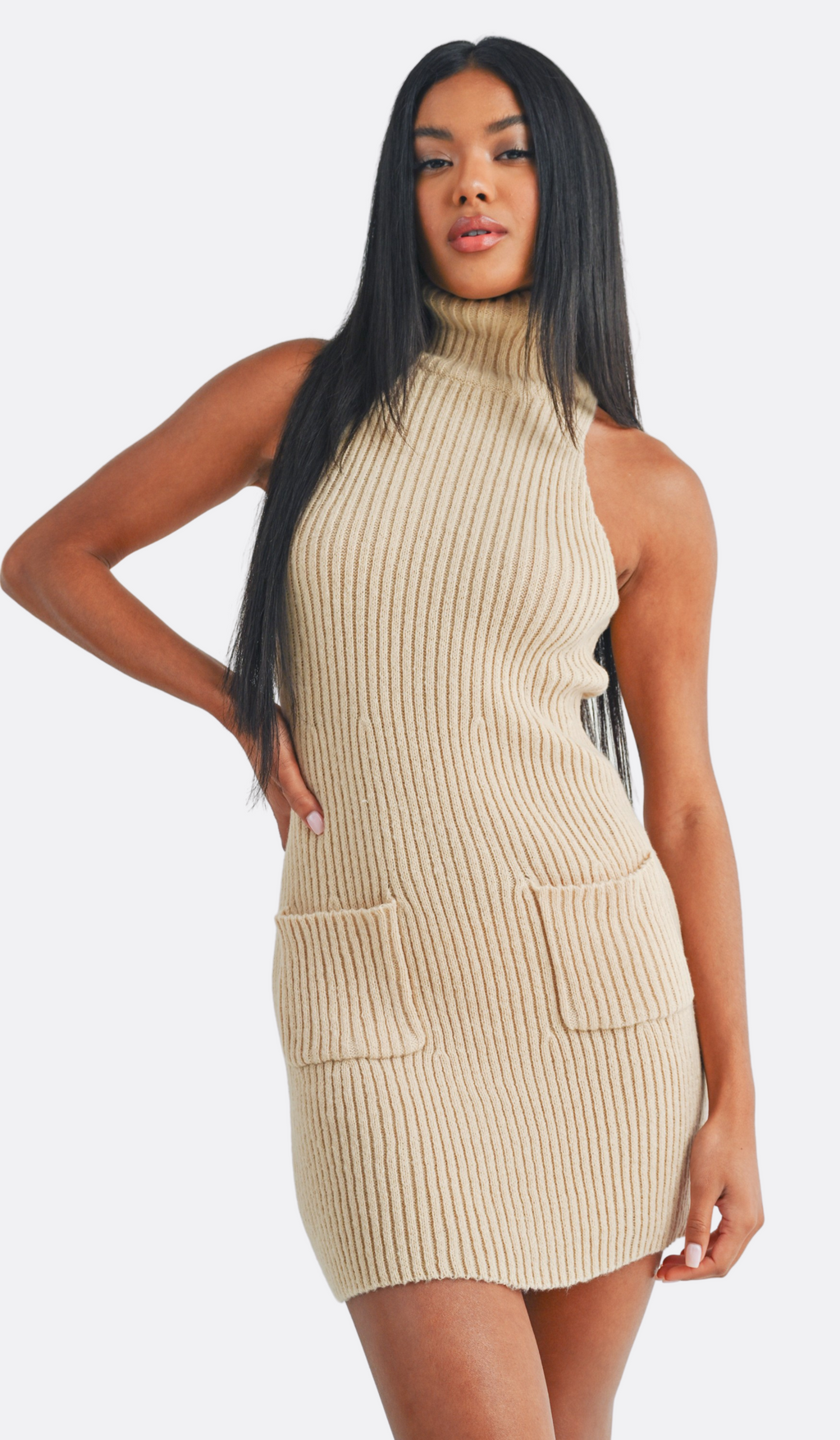 KNITTED MOCK NECK MINI