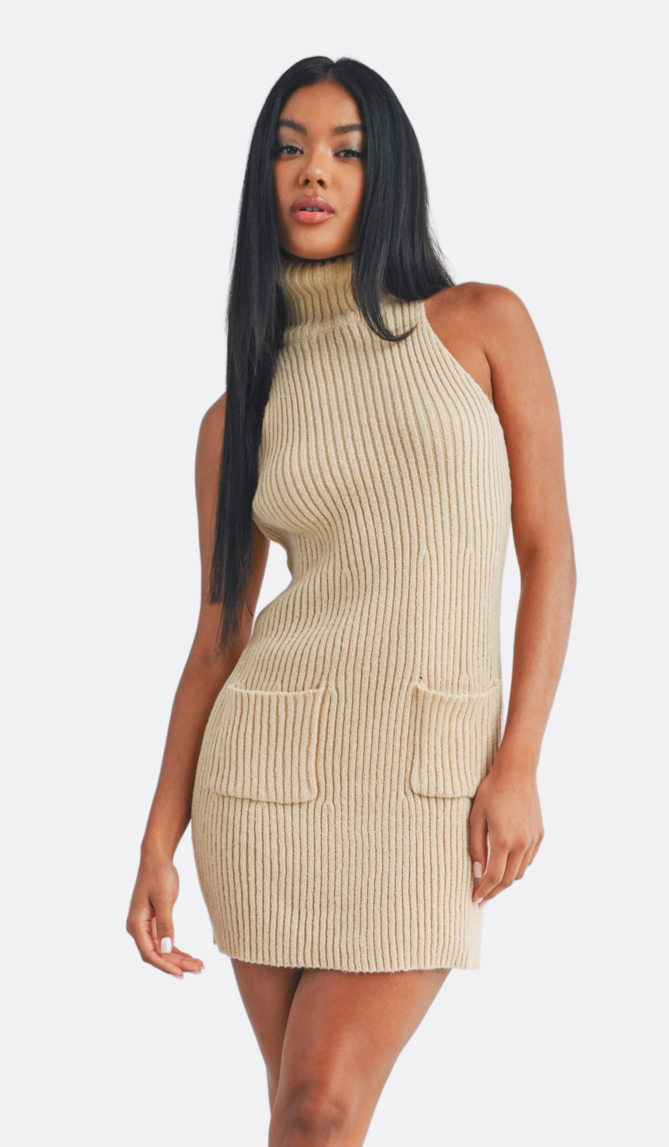 KNITTED MOCK NECK MINI